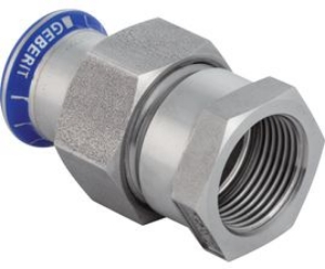 Bild von Geberit - Übergangsverschraubungen GEBERIT MAPRESS Wasser Edelstahl Rostfrei 1.4401 mit Innengewinde, d mm: 18, Rp: 1/2, G: 3/4, L cm: 5.9, Z cm: 2.6, Art.Nr. : 35351