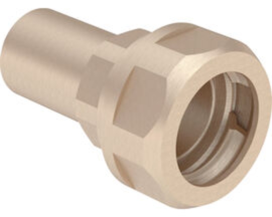 Picture of Geberit - Übergangsstücke GEBERIT MAPRESS DR-Messing CW602N mit Klemmringverschraubung für Wellrohre, NPW, Einschubende, DN 1: 16, d mm: 22, L cm: 6.8, H cm: 4.9, PN bar: 10, Art.Nr. : 22423