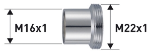 Bild von NEOPERL Übergangsstück, Messing verchromt, IG M16x1 x AG M22x1, Art.Nr. : 70502698 (70 5026 98)