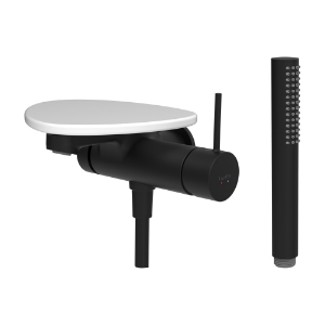 Bild von LAUFEN - ADA - Bademischer zu Simibox 1-Point, Ablage ohne Loch, Ausladung 170 mm, mit Kunststoffschlauch 1600 mm, mit Handbrause TwinStick, Art.Nr. :HF506765512060