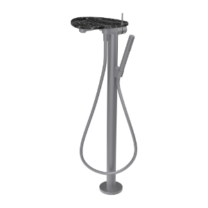 Bild von LAUFEN - ADA - Standsäulen-Bademischer, Ablage mit Loch, Ausladung 203 mm, mit Kunststoffschlauch 1250 mm, mit Handbrause TwinStick, Art.Nr. :HF506781506000