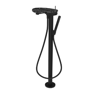 Bild von LAUFEN - ADA - Standsäulen-Bademischer, Ablage mit Loch, Ausladung 203 mm, mit Kunststoffschlauch 1250 mm, mit Handbrause TwinStick, Art.Nr. :HF506781516000