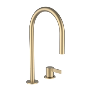 Bild von LAUFEN - KARTELL LAUFEN - 2-Loch Waschtischmischer, Ausladung 166 mm, Schwenkauslauf, ohne Ablaufventil, PVD Blassgold matt, Art.Nr. :H3113320832201