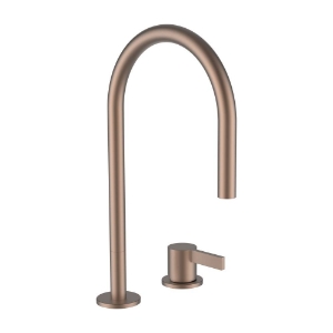 Bild von LAUFEN - KARTELL LAUFEN - 2-Loch Waschtischmischer, Ausladung 166 mm, Schwenkauslauf, ohne Ablaufventil, PVD Rosegold gebürstet, Art.Nr. :H3113321682201