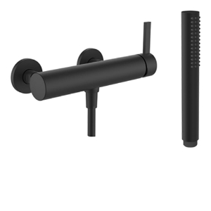 Bild von LAUFEN - KARTELL LAUFEN - Duschenmischer, Anschlussdistanz 153 mm, mit Verschraubungen, mit Kunststoffschlauch 1800 mm, mit Handbrause TwinStick, PVD Titanschwarz matt, Art.Nr. :H3313370811421