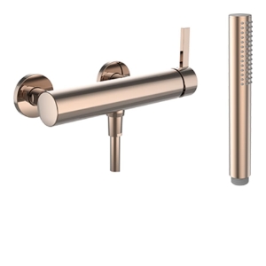 Bild von LAUFEN - KARTELL LAUFEN - Duschenmischer, Anschlussdistanz 153 mm, mit Verschraubungen, mit Kunststoffschlauch 1800 mm, mit Handbrause TwinStick, PVD Rosegold, Art.Nr. :H3313370821421