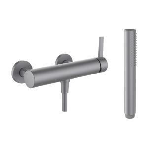 Bild von LAUFEN - KARTELL LAUFEN - Duschenmischer, Anschlussdistanz 153 mm, mit Verschraubungen, mit Kunststoffschlauch 1800 mm, mit Handbrause TwinStick, PVD inox look, Art.Nr. :H3313370901421