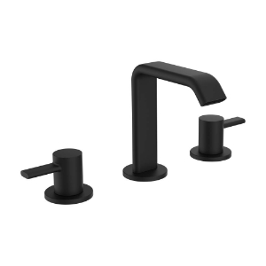 Bild von LAUFEN - MEDA - 3-Loch Waschtischmischer, Ausladung 110 mm, Festauslauf, ohne Ablaufventil, PVD Titanschwarz matt, Art.Nr. :HF506612428000