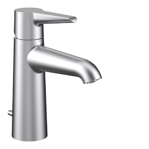 Bild von LAUFEN - PURE - Waschtischmischer, Ausladung 110 mm, Festauslauf, Eco+ Funktion, mit Ablaufventil, PVD inox look, Art.Nr. :HF901701423000