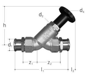 Bild von JRG LegioStop Schrägsitzventil Mapress Rotguss, d 35, DN 32, Art.Nr. :5208.035