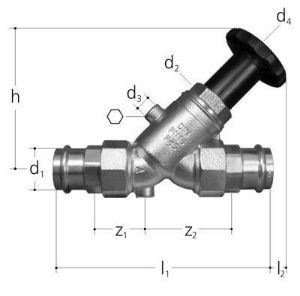 Bild von JRG LegioStop Schrägsitzventil Optipress / Sanpress Rotguss, d 54, DN 50, Art.Nr. :5227.054