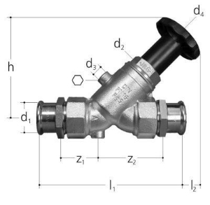 Bild von JRG LegioStop Schrägsitzventil Mapress Rotguss, d 35, DN 32, Art.Nr. :5228.035
