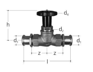 Bild von JRG LegioStop Geradsitzventil Mapress Rotguss, DN 40, d 42, Art.Nr. :5358.042