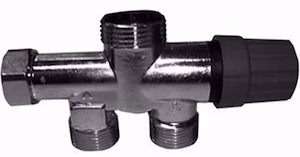 Bild von TKM Zweirohrventile TKM RA 2000 Messing vernickelt, 100%, mit Voreinstellung und Absperrung, Anschluss unten, Anschlussgewinde: M22, Art.Nr. :10083696