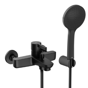 Bild von KWC - FIT Bad fest A165 matt black, AD153, mit Brausegarnitur und Halter, Art.Nr. : 20.542.012.176