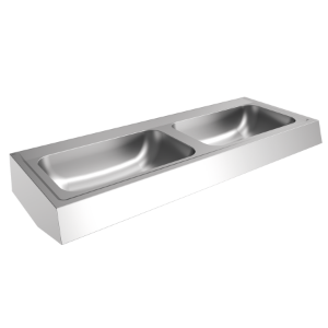 Bild von KWC ANIMA - CM1400N, Reihenwaschtisch, 2 Becken, Becken: Höhe:130 mm, Becken: Tiefe:340 mm, Material:Edelstahl, Materialtyp:1.4301 Chromnickelstahl V2A, Art.Nr. : 3600005552