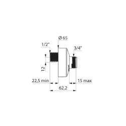 Bild von KWC DELABIE - S-Anschluss, Verstellbarkeit 12 mm, Standard, STOP/CHECK-Funktion, 855755.2P - Mit STOP/CHECK-Funktion - G1/2B x G 3/4B, Art.Nr. : 855755.2P