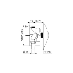 Bild von KWC DELABIE - WC-Druckspüler TEMPOFLUX 2, Selbstschließend, Einmengenspülung 6 l, 762901 - Einmengenspülung einstellbar - Wandstärke 0-20 mm - Anschl. v. oben G 3/4B, Art.Nr. : 762901