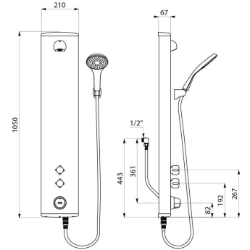 Bild von KWC DELABIE - Duschelement SECURITHERM, Mit Thermostat und zwei Oberteilen, mechanisch, 792380 - Anschluss G 1/2B verdeckt mit flexiblen Schläuchen, Art.Nr. : 792380