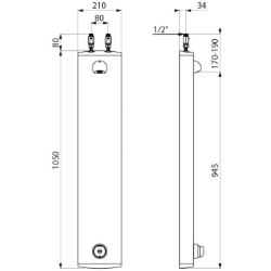 Bild von KWC DELABIE - Duschelement TEMPOMIX, Selbstschließend, mit Einhandsteuerung, 790300 - Anschluss G 1/2B von oben, gerade Vorabsperrungen, ohne Seifenablage, Art.Nr. : 790300