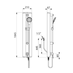 Bild von KWC DELABIE - Duschelement mit sequentieller Mischbatterie SECURITHERM, Sequentiell gesteuerte Thermostatarmatur, H9635 - Anschluss G 1/2B verdeckt mit flexiblen Schläuchen, Handbrause mit Brauseschieber, Art.Nr. : H9635