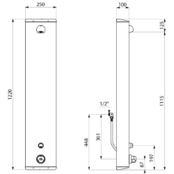 Bild von KWC DELABIE - Duschelement SECURITHERM, Mit Thermostat, selbstschließend, 792313 - Anschluss G 1/2B verdeckt mit flexiblen Schläuchen, o. Seifenablage, Art.Nr. : 792313