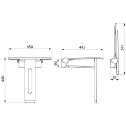 Picture of KWC DELABIE - Be-Line® Duschklappsitz mit Fuß, Abnehmbarer Klappsitz für Wandmontage, 511930W - Matt weiß, Art.Nr. : 511930W