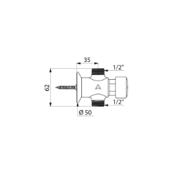 Picture of KWC DELABIE - Duscharmatur TEMPOSTOP, Selbstschließend, 747000 - G 1/2B, Durchgangsform, Rosette d 50 mm, 9 l/min, Art.Nr. : 747000