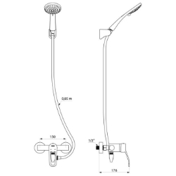 Bild von KWC DELABIE - Selbstentleerendes Duschsystem mit EP-Einhebelmischer, Set mit Brause-Einhebelmischer mit Druckausgleichsfunktion, 2739EPSHYG - EP-Kartusche - Bügelgriff - Standard S-Anschlüsse, Art.Nr. : 2739EPSHYG
