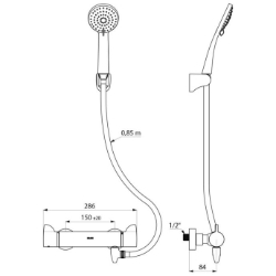 Picture of KWC DELABIE - Selbstentleerendes Duschsystem SECURITHERM Securitouch mit Thermostat, Zweigriff-Thermostatarmatur Securitouch, H9741SHYG - Mit Standard S-Anschlüssen, Art.Nr. : H9741SHYG
