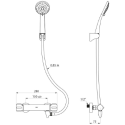 Picture of KWC DELABIE - Selbstentleerendes Duschsystem SECURITHERM mit Thermostat, Zweigriff-Thermostatarmatur Securitouch, H9739SHYG - Mit Standard S-Anschlüssen, Art.Nr. : H9739SHYG