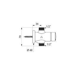 Picture of KWC DELABIE - Duscharmatur TEMPOSOFT 2, Selbstschließend, 747800 - Durchgangsform für Anschluss von unten, G 1/2B, Art.Nr. : 747800