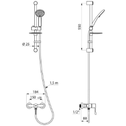 Bild von KWC DELABIE - Duschsystem mit Thermostatarmatur, Duschsystem mit Thermostat-Mischbatterie ohne Rückflussverhinderer, H9630SKIT - Mit Standard S-Anschlüssen, Art.Nr. : H9630SKIT