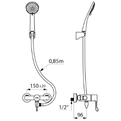 Picture of KWC DELABIE - Selbstentleerendes Duschsystem mit Thermostat-Mischbatterie, Sequentielle Thermostat-Mischbatterie ohne Rückflussverhinderer, H9630HYG - Mit S-Anschlüssen STOP/CHECK, Art.Nr. : H9630HYG