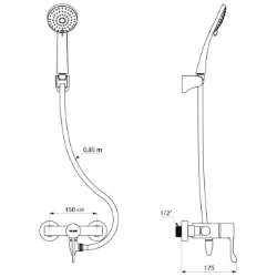 Picture of KWC DELABIE - Selbstentleerendes Duschsystem mit Thermostat-Mischbatterie, Sequentielle Thermostat-Mischbatterie ohne Rückflussverhinderer, H9630SHYG - Mit Standard S-Anschlüssen, Art.Nr. : H9630SHYG