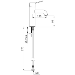 Bild von KWC DELABIE - Einhebelmischer BIOCLIP für Waschtisch, Abnehmbarer Einloch-Einhebelmischer H. 95 L. 120, Bediengriff, 28211T - Keramikkartusche - Bediengriff - O. Zugstange/Ablaufventil, Art.Nr. : 28211T