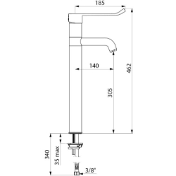Picture of KWC DELABIE - Einhebelmischer für Spültisch oder Waschrinne, Hoher Einhebelmischer für Einlochmontage mit Keramikkartusche, 2564T3 - Klassische Keramikkartusche - Schwenkauslauf H. 305 L. 140, Art.Nr. : 2564T3