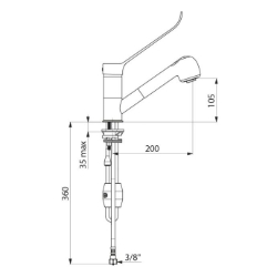 Picture of KWC DELABIE - Einhebelmischer mit Auszugbrause, Einhebelmischer für Einlochmontage mit Auszugbrause, 2211L - Mischbatterie mit klassischer Kartusche - Hygienehebel, Art.Nr. : 2211L
