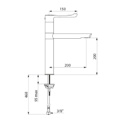 Bild von KWC DELABIE - Sequentieller Einhebelmischer für Waschtisch BIOSAFE, Hohe sequentielle Mischbatterie für Einlochmontage H. 200 L. 200, 2664T5 - Schwenkauslauf H. 200 L. 200, Art.Nr. : 2664T5