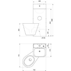 Picture of KWC DELABIE - Gefängniskombination KOMPACT - Mit Waschtisch und hängendem WC, Edelstahl 1.4301 satiniert - Vorwandmontage - WC hängend links, 162400 - WC hängend links, Art.Nr. : 162400
