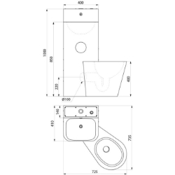 Picture of KWC DELABIE - Gefängniskombination KOMPACT - Mit Waschtisch und bodenstehendem WC, Edelstahl 1.4301 satiniert - Vorwandmontage - WC bodenstehend rechts, 162600 - WC bodenstehend rechts, Art.Nr. : 162600