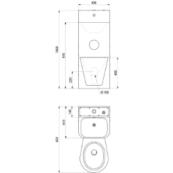 Bild von KWC DELABIE - Gefängniskombination KOMPACT - Mit Waschtisch und hängendem WC, Edelstahl 1.4301 satiniert - Vorwandmontage - WC hängend mittig, 162500 - WC hängend mittig, Art.Nr. : 162500
