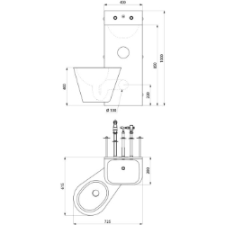 Picture of KWC DELABIE - Gefängniskombination KOMPACT TC - Mit Waschtisch und hängendem WC, Edelstahl 1.4301 satiniert - Hinterwandmontage - WC hängend links, 166400 - WC hängend links, Art.Nr. : 166400