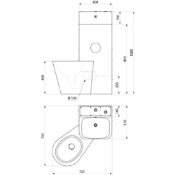 Picture of KWC DELABIE - Gefängniskombination KOMPACT - Mit Waschtisch und bodenstehendem WC, Edelstahl 1.4301 satiniert - Vorwandmontage - WC bodenstehend links, 160700 - WC bodenstehend links, Art.Nr. : 160700