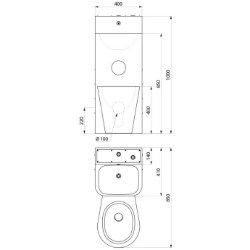 Picture of KWC DELABIE - Gefängniskombination KOMPACT - Mit Waschtisch und bodenstehendem WC, Edelstahl 1.4301 satiniert - Vorwandmontage - WC bodenstehend mittig, 160800 - WC bodenstehend mittig, Art.Nr. : 160800