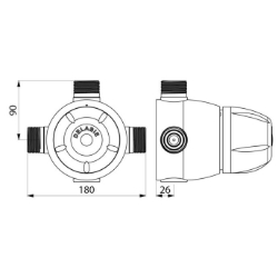 Picture of KWC DELABIE - Gruppenthermostat PREMIX SECURIT, Für Warmwasserzirkulation von 44 bis 58 °C, 731054 - 140 l/min - G 1 1/4B - Maße: 180 x 90 x 26 mm, Art.Nr. : 731054