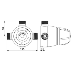 Picture of KWC DELABIE - Gruppenthermostat PREMIX SECURIT, Für Warmwasserzirkulation von 44 bis 58 °C, 731055 - 190 l/min - G 1 1/2B - Maße: 195 x 98 x 26 mm, Art.Nr. : 731055