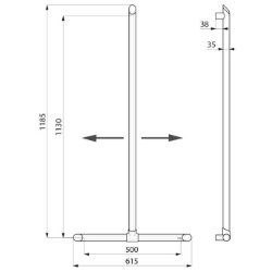 Bild von KWC DELABIE - Be-Line® Duschhandlauf T-Form mit vertikaler verschiebbarer Stange, Aluminium pulverbeschichtet matt schwarz, 511944BK - Aluminium pulverbeschichtet matt schwarz, Art.Nr. : 511944BK