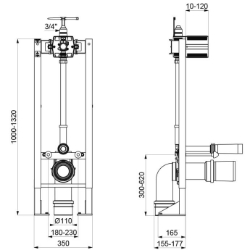 Picture of KWC DELABIE - Selbsttragendes Installationssystem TEMPOFIX 3 für WC, Für WC-Spülung TEMPOMATIC, Netzbetrieb - Abflussrohr d 110, 564005DE - Netzbetrieb - Selbsttragend - Abfluss d 110 - Für Wandstärke 10 bis 120 mm, Art.Nr. : 564005DE