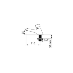 Picture of KWC DELABIE - Selbstschluss-Ventil TEMPOSTOP, Mit Antiblockiersicherheit (AB), 745301 - Verstärkte Befestigung mit 3 Edelstahlschrauben - Antiblockiersicherheit, Art.Nr. : 745301